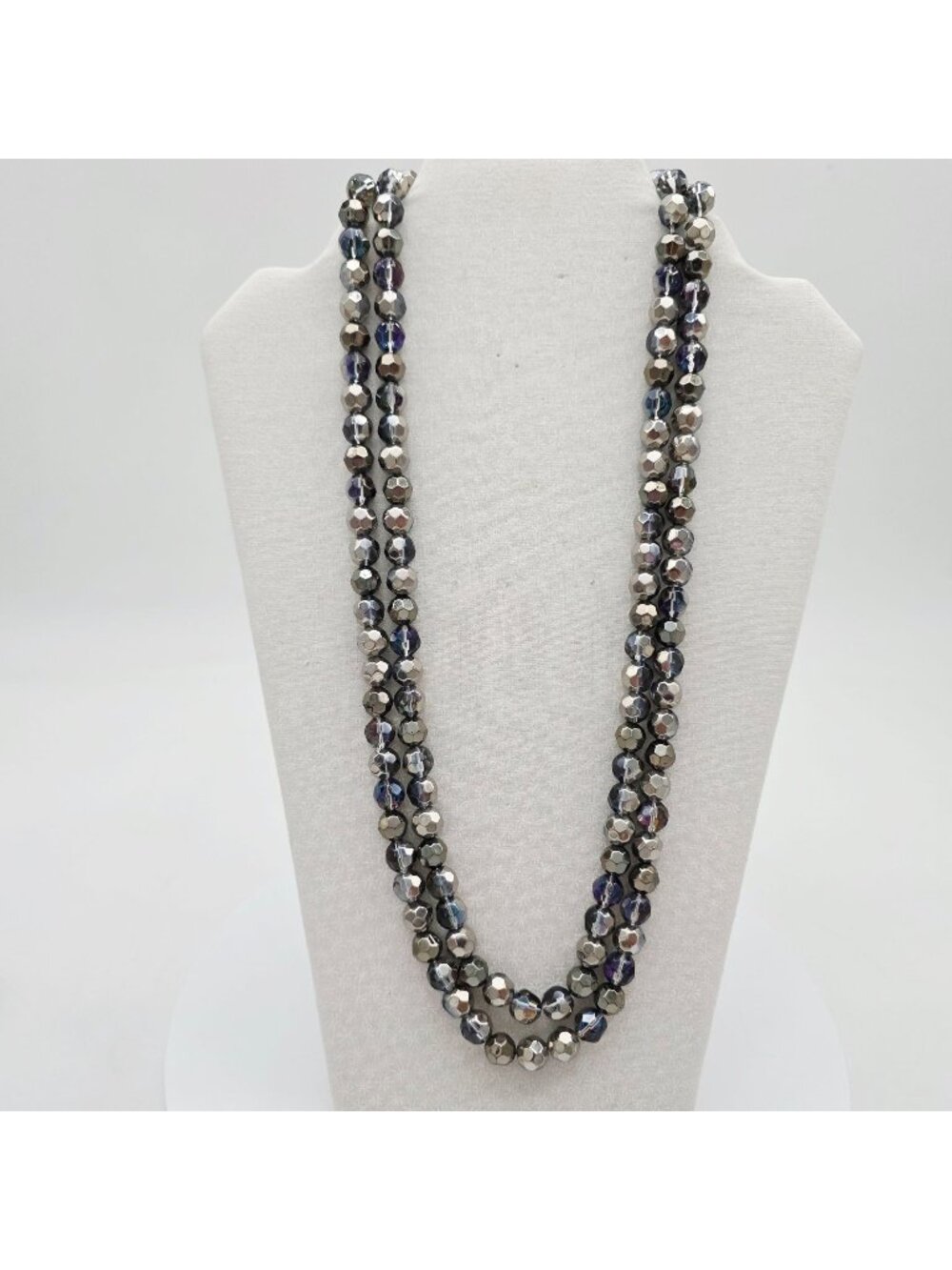 Simply Vera Faceted Multicolor Iridescent Glass Beaded Necklace Design 50" Lengt